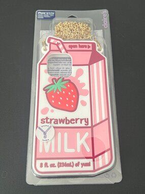 Claire’s Strawberry Milk iPhone 12 / 12 Pro Case w/ Chain Lanyard Cute Y2K NWT